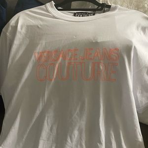 Versace Jeans Couture White And Orange Logo T-Shirt Brand NEW
